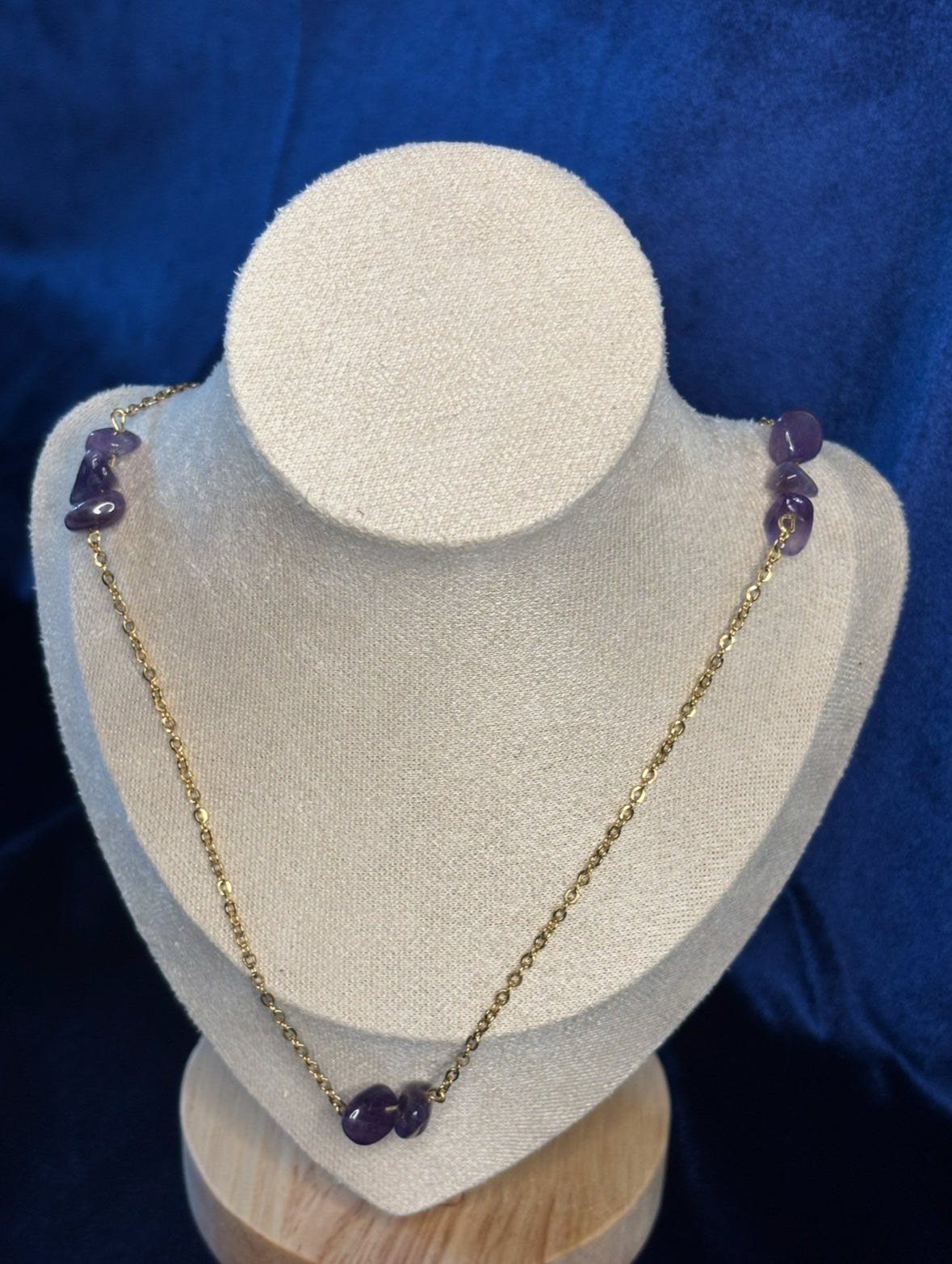Edelstahl Kette 14k vergoldet (Amethyst Splitter) 46cm