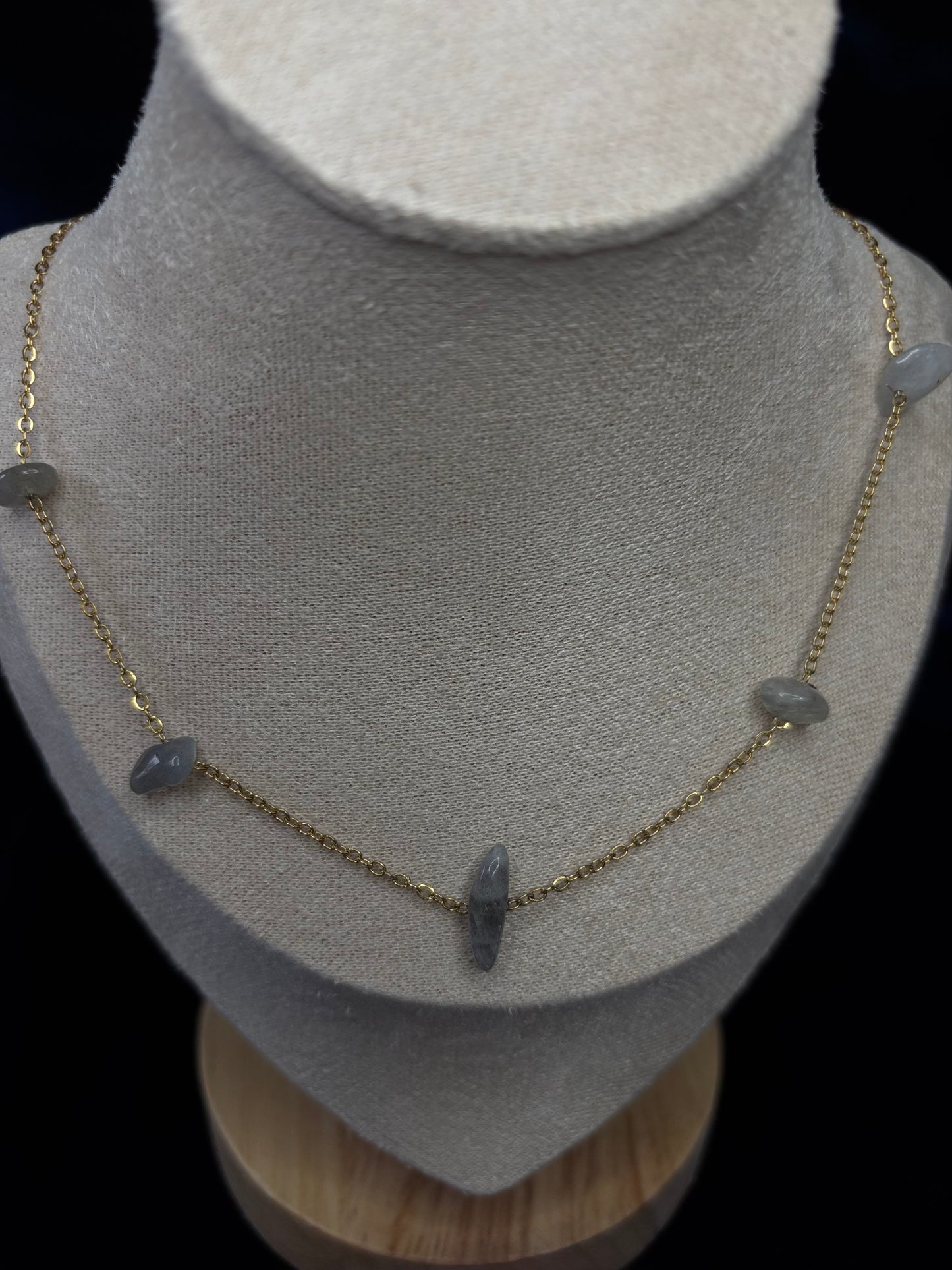 „Seamless Collection“ Edelstahl 14k vergoldet Labradorit Kette