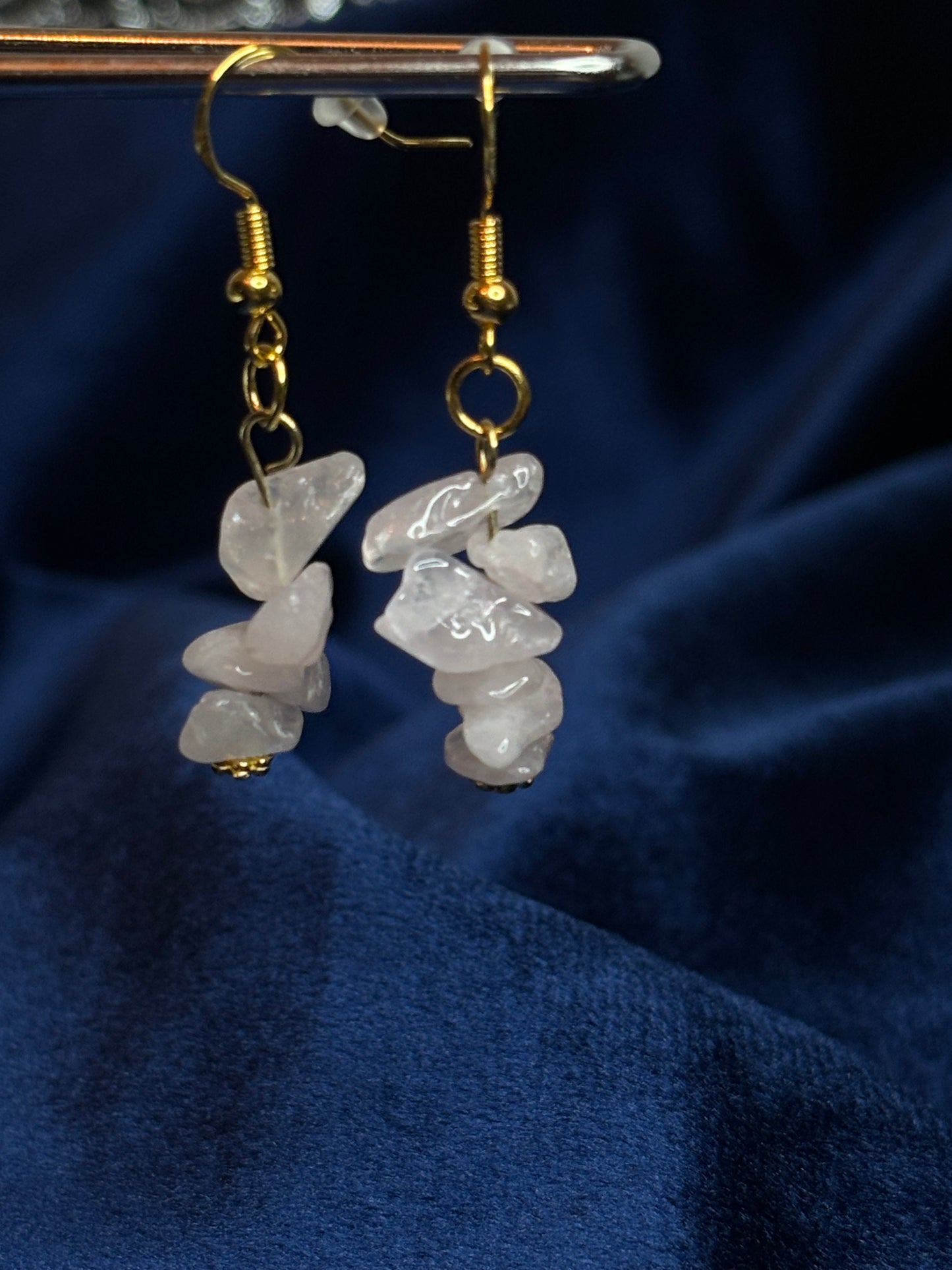 Ohrringe- Rosenquarz (legiert)