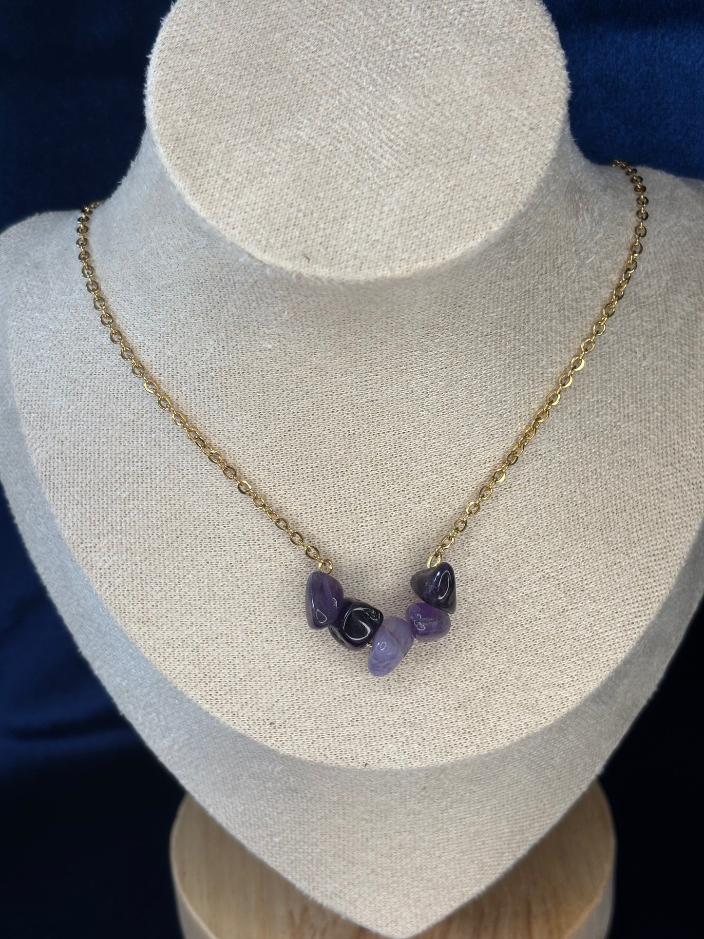Amethyst Splitter Edelstahl Kette 14k vergoldet