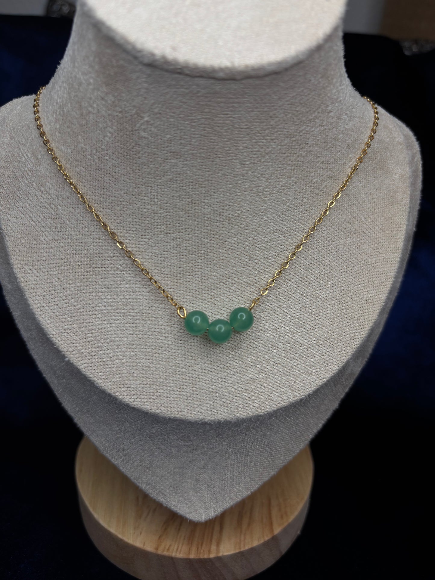 Grüner Aventurin Edelstahl Kette 14k vergoldet