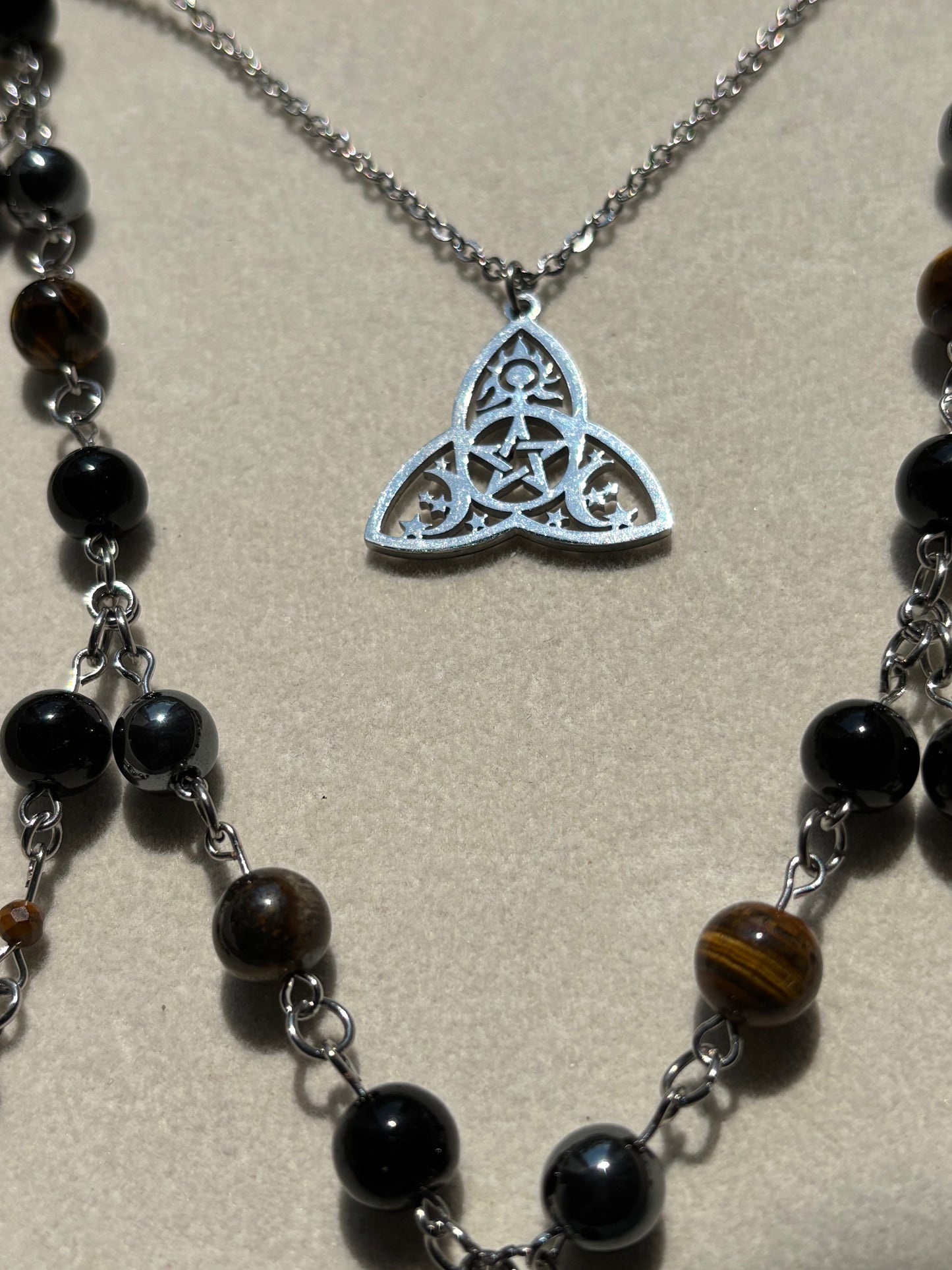 „Protection“ Obsidian, Tigerauge, Hämatit (Edelstahl)