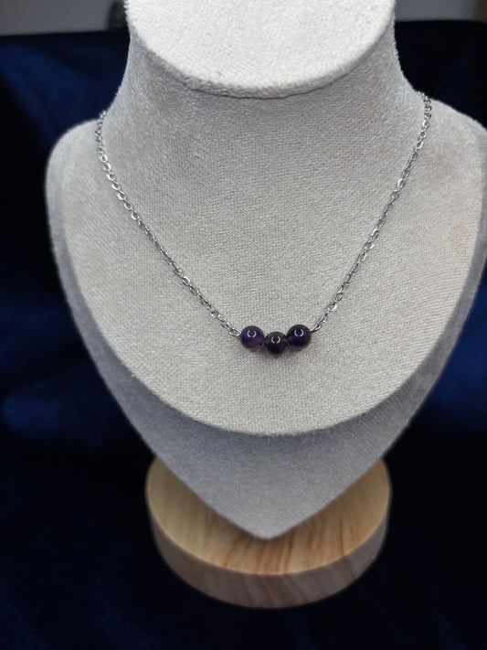 Amethyst Edelstahl Kette 44cm