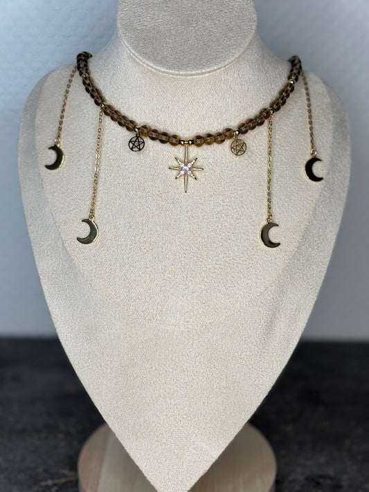 „Starlight“ - Rauchquarz,vergoldet 18k