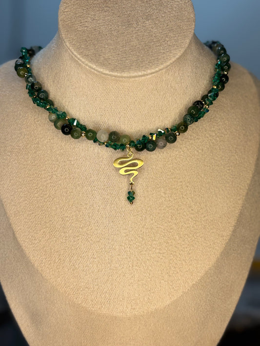„Venom“ Moosachat (vergoldet 18k)
