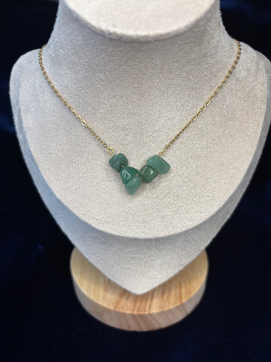 Grüner Aventurin Edelstahl Kette 14k vergoldet