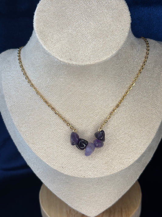 Amethyst Splitter Edelstahl Kette 14k vergoldet