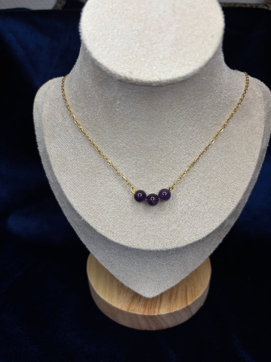 Amethyst Kette Edelstahl 14k vergoldet