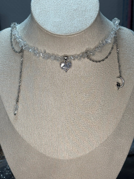 „Ice“ - Bergkristall mit tschechischem Glas, Edelstahl